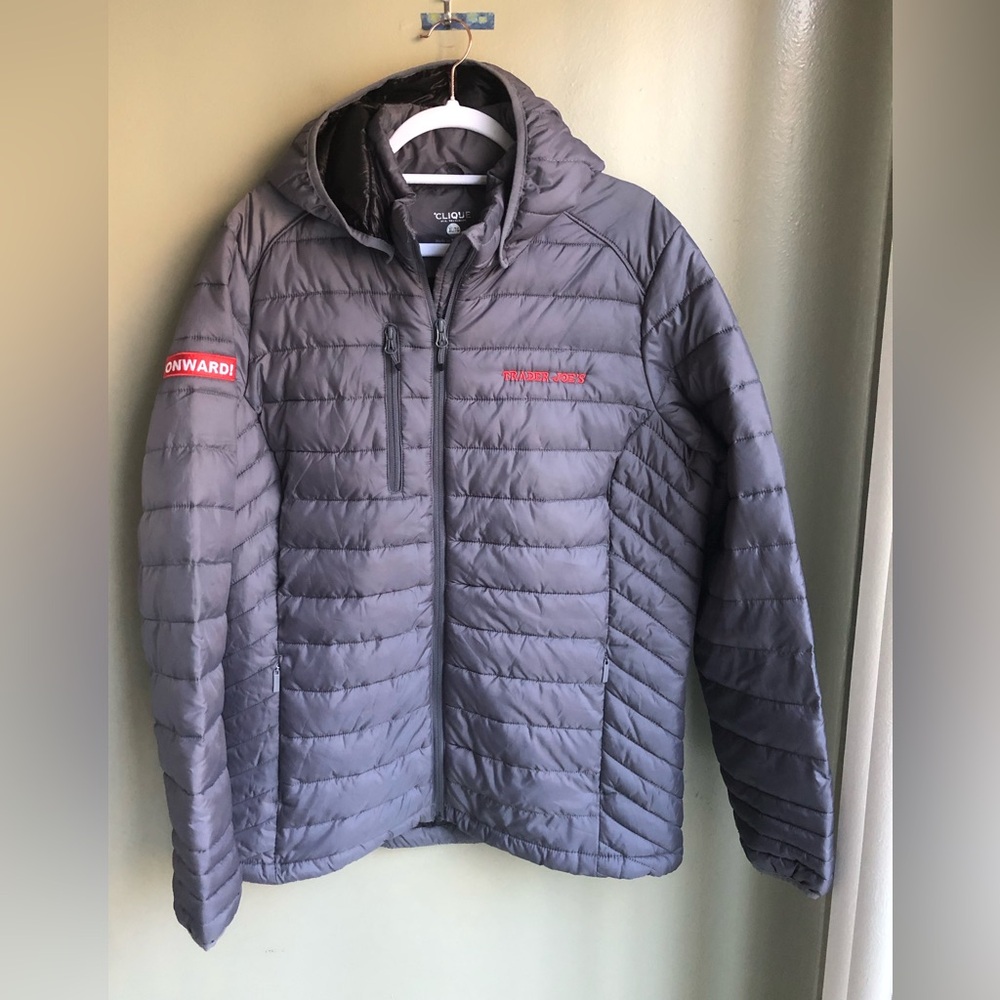 Trade Joe’s Mens Hooded Puffer Jackets Grey Size: XL/TG